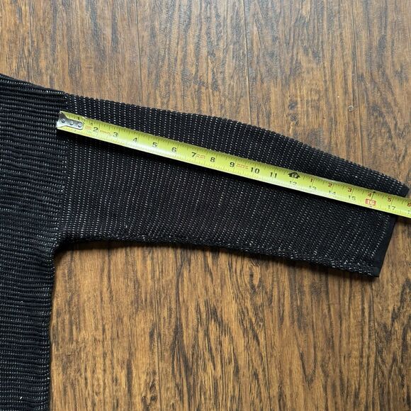 Eileen Fisher Cardigan Sweater Silk Linen Black open Front Size Large - Picture 7 of 12